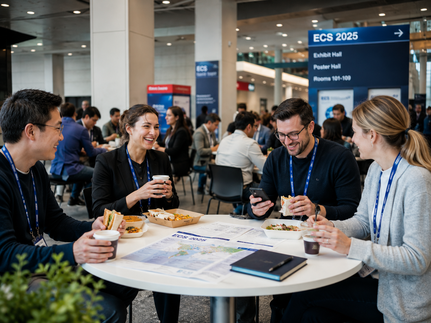 Team lunch break during PaintExpo 2025 at Karlsruhe Messe