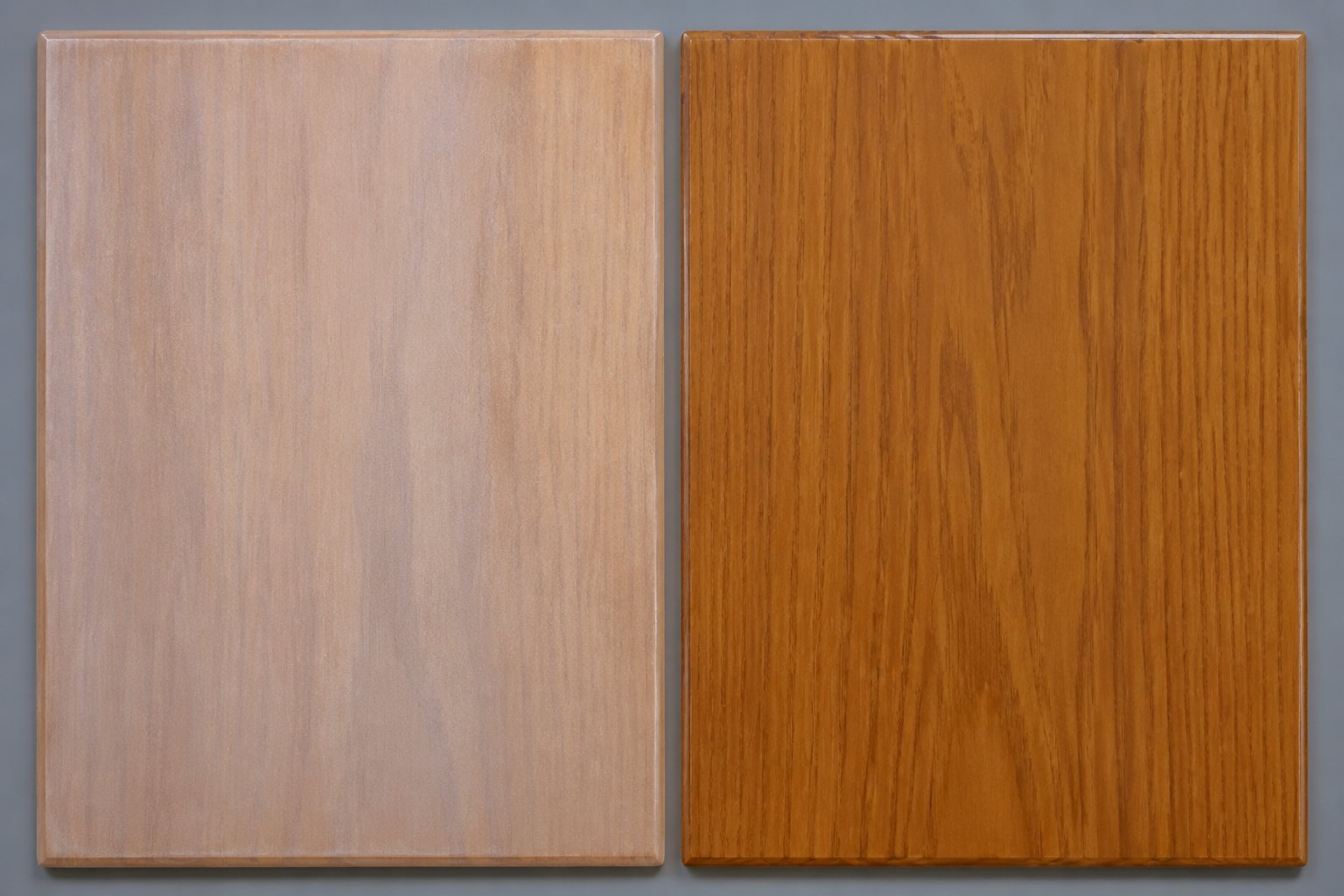 Coating haze and clarity problem — glossy vs matte comparison showing whitening effect