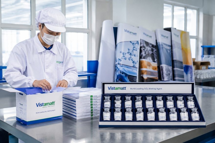 Vistamatt team packing CHINACOAT sample kits at the Longyan plant