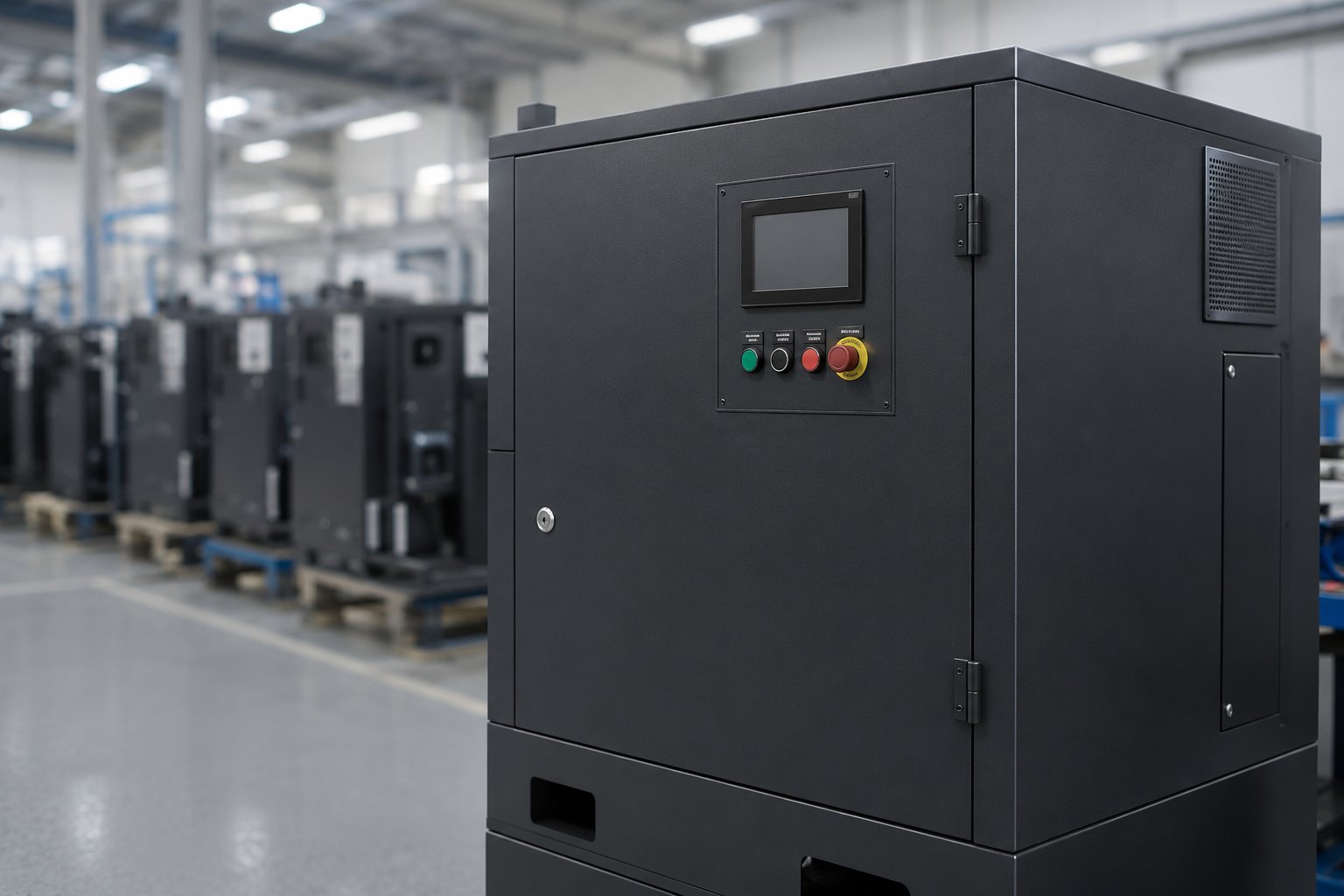 Industrial equipment enclosure with matte black coating